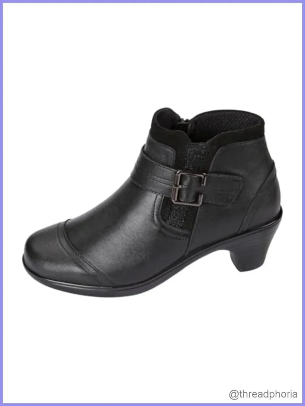 Leather Round Toe Ankle Bootie Low Heel Casual Comfort